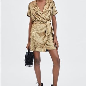 Zara Gold Side-Tie Dress